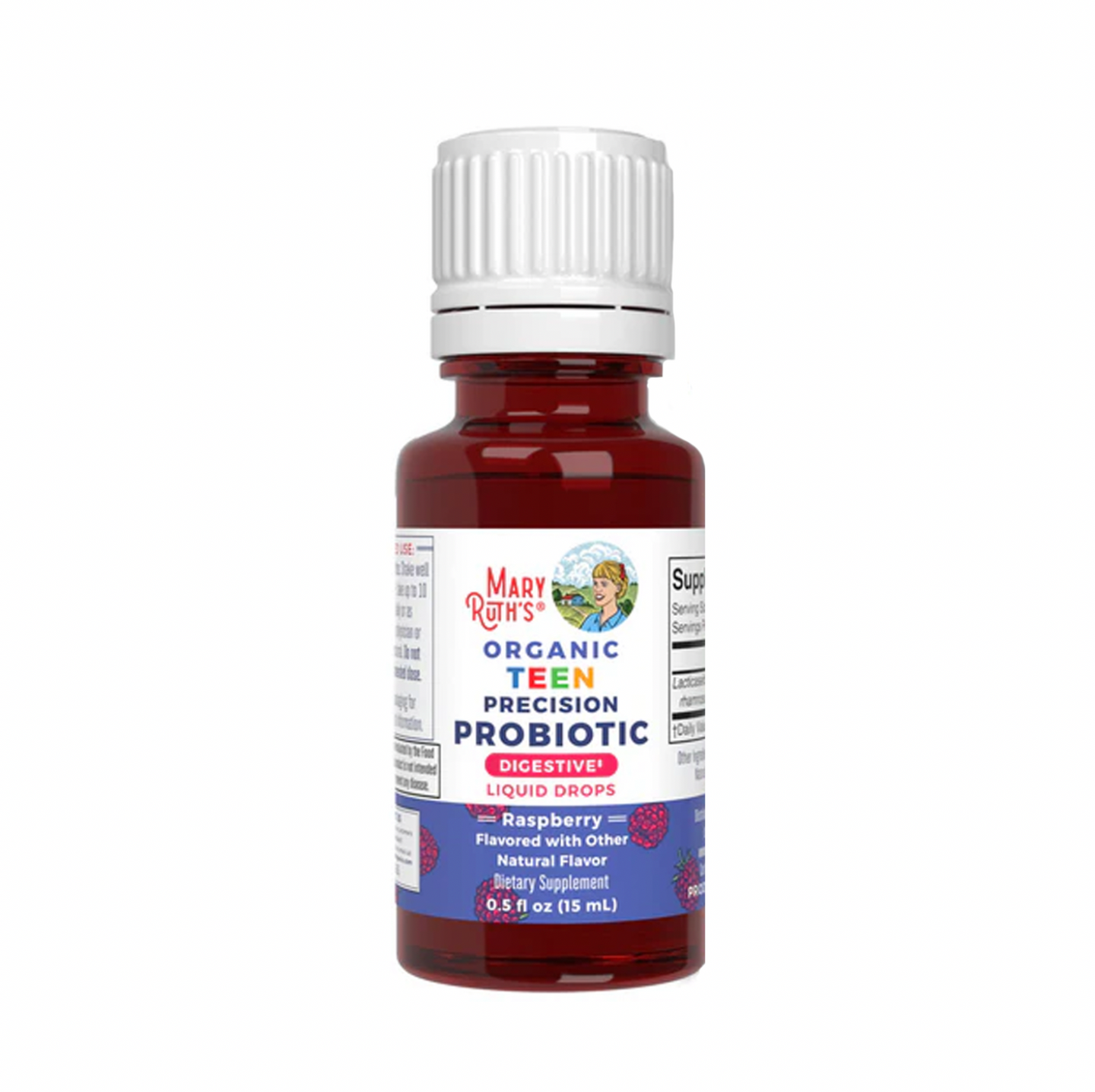 Organic Teen Raspberry Probiotic Digestive Liquid Drops, 30 Servings