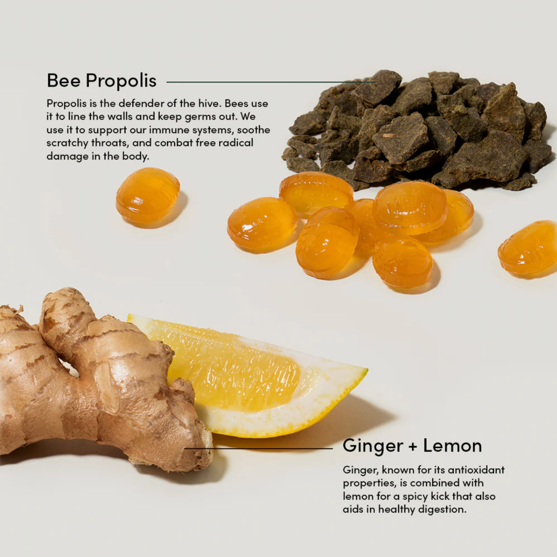 Ginger Lemon Propolis Soothing Lozenges