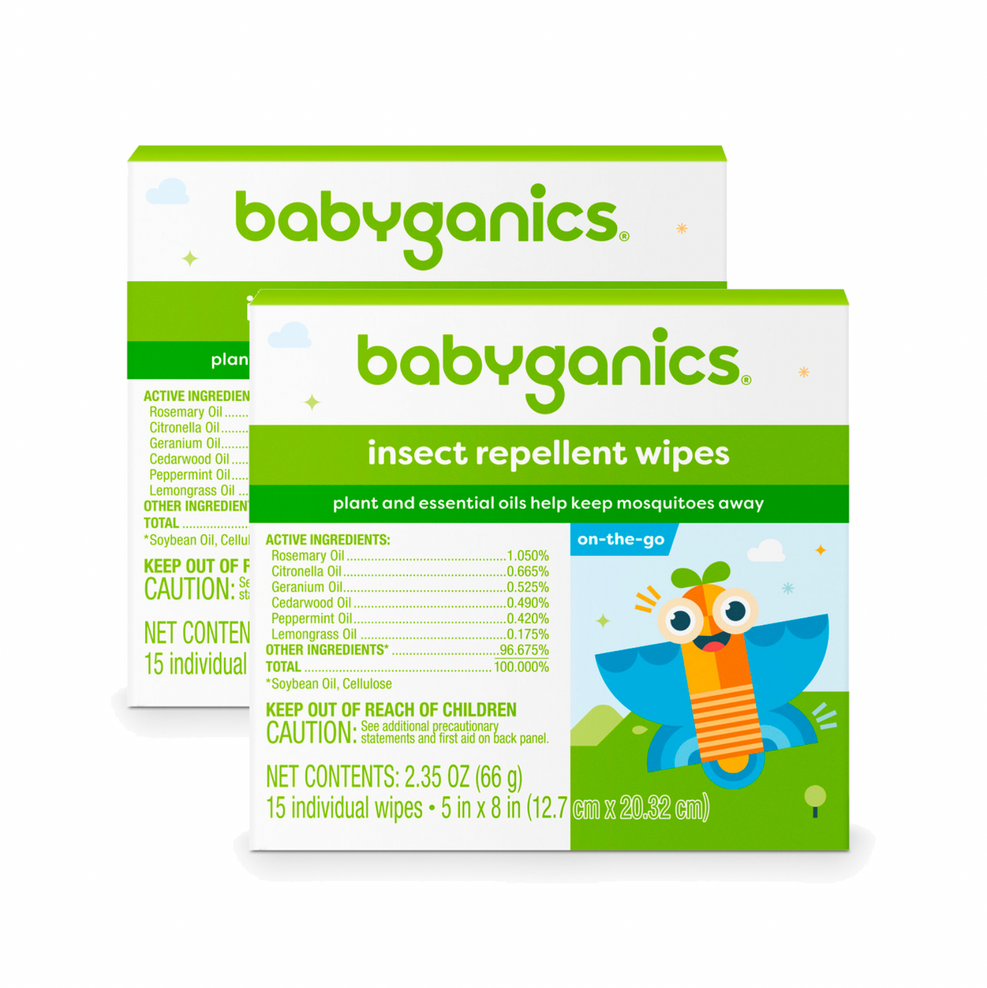 Natural Insect Repellent Wipes, 30 Wipes (2 Packs of 15)
