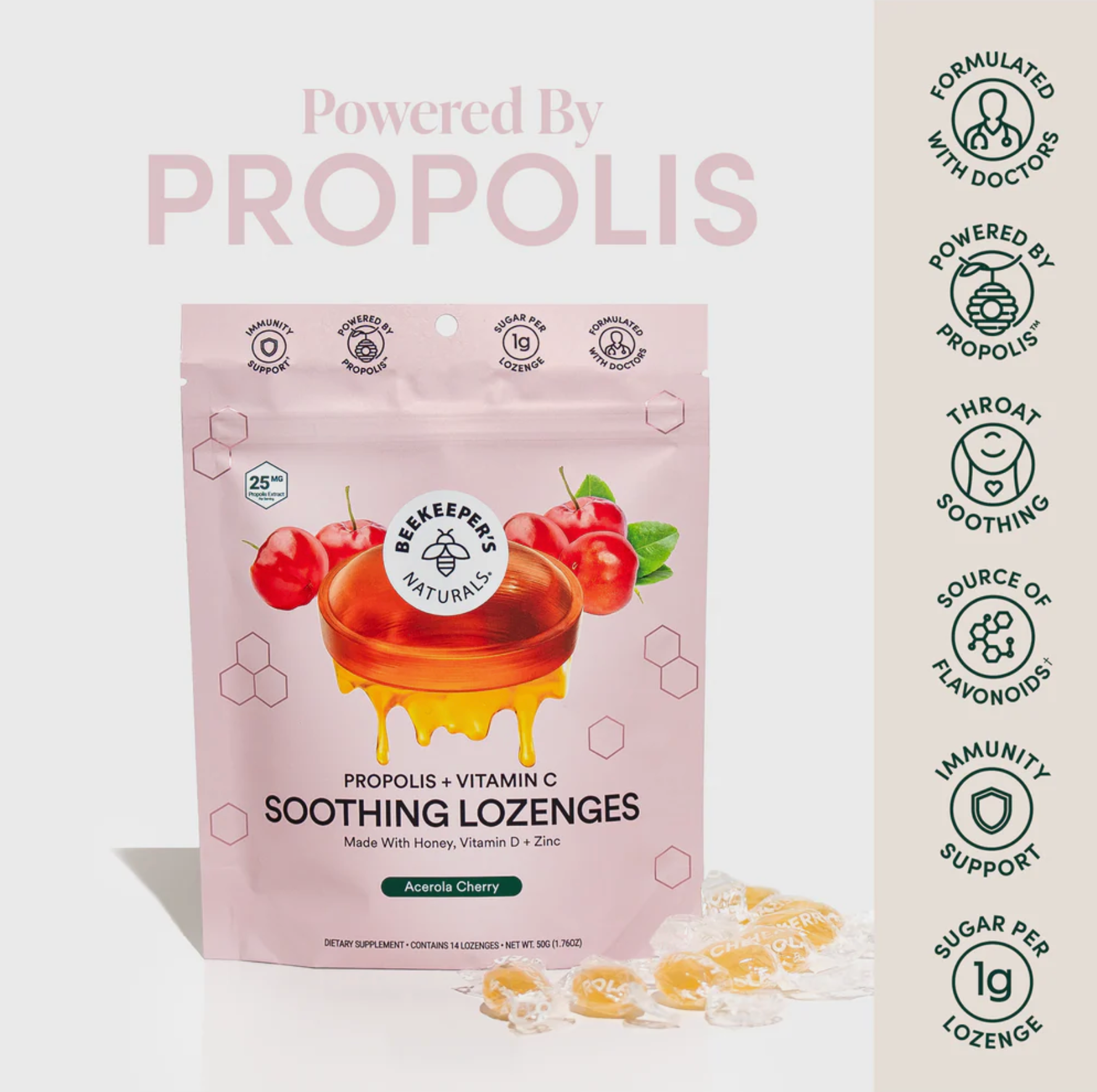 Propolis + Vitamin C Soothing Cherry Lozenges