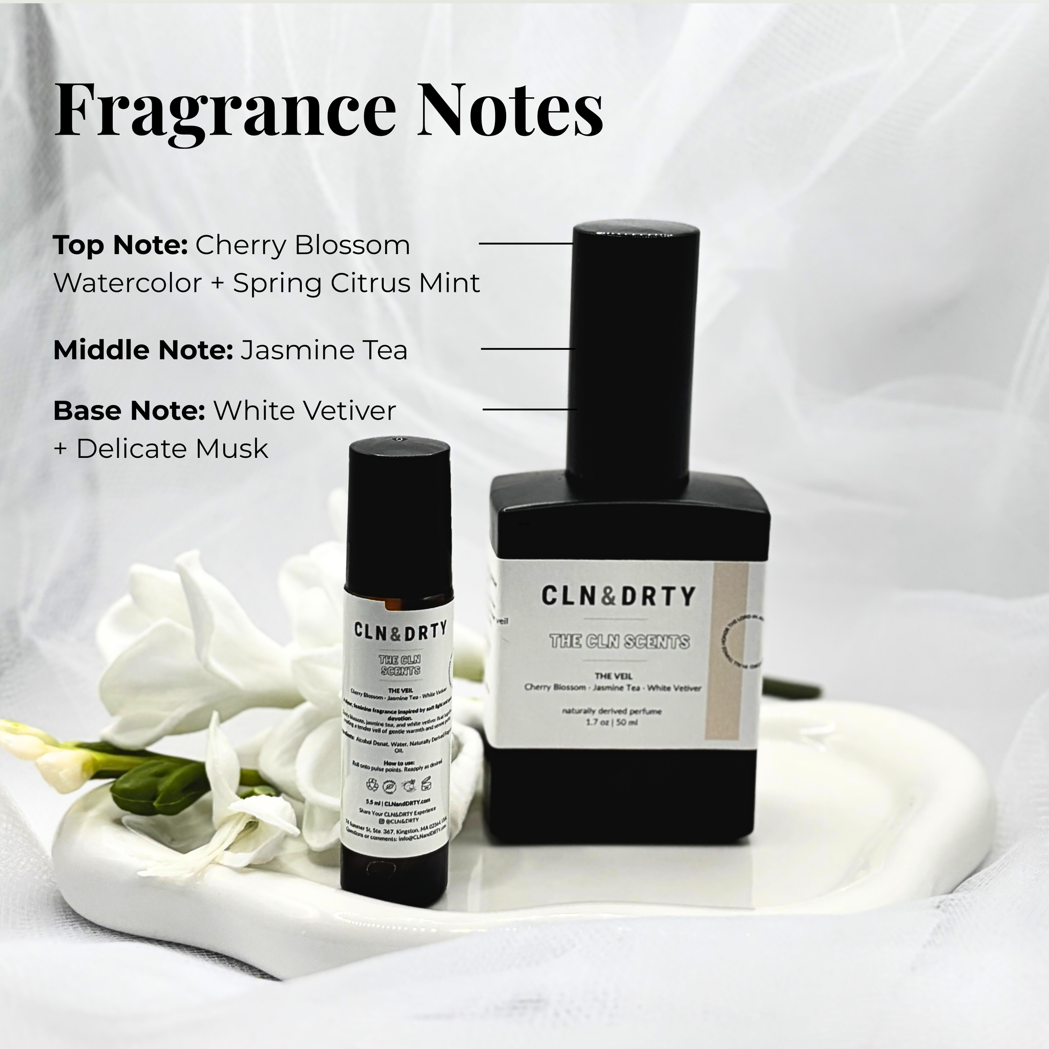 The Veil – Naturally-Derived Perfume (Cherry Blossom • Jasmine Tea • White Vetiver)