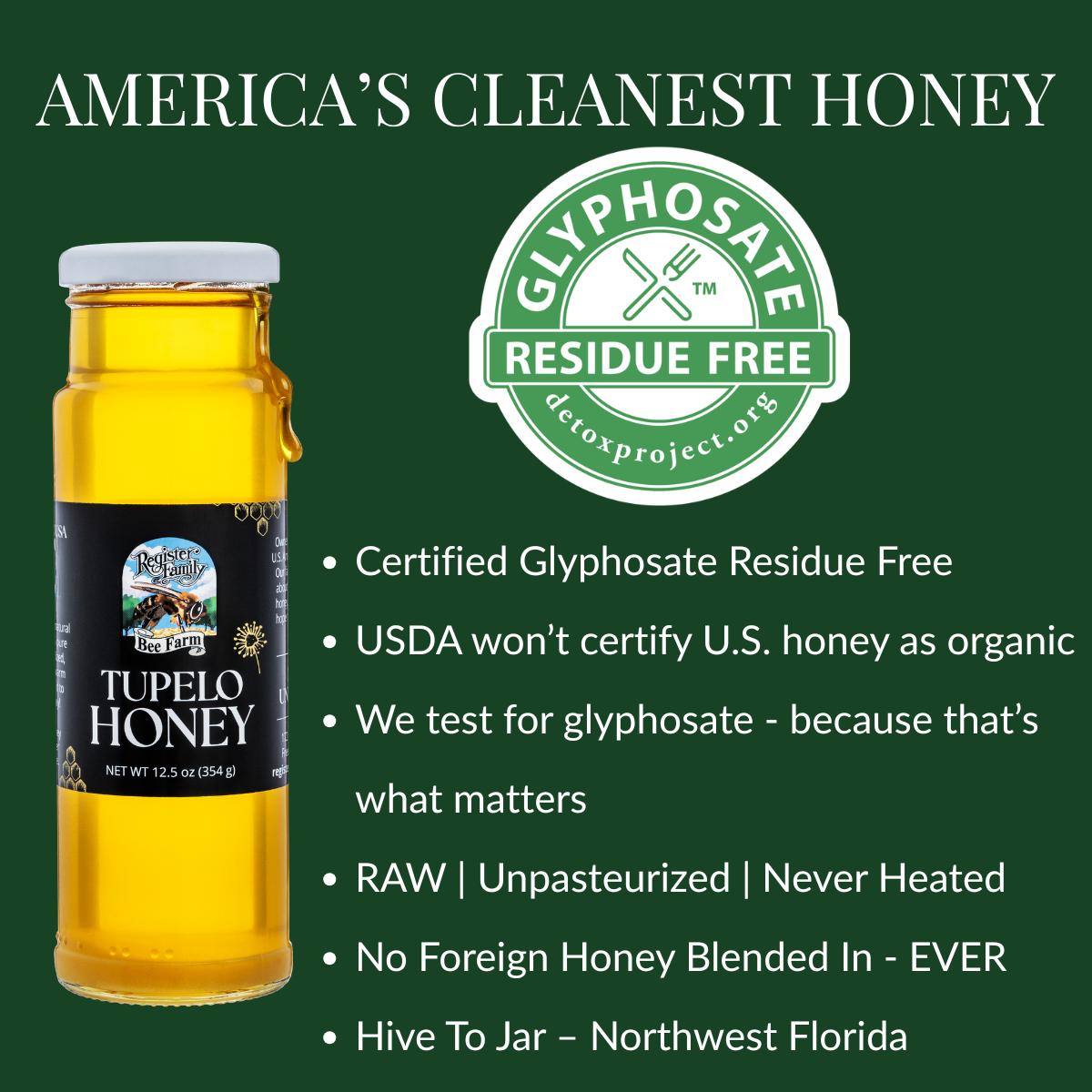 Raw Tupelo Honey Glass Jar