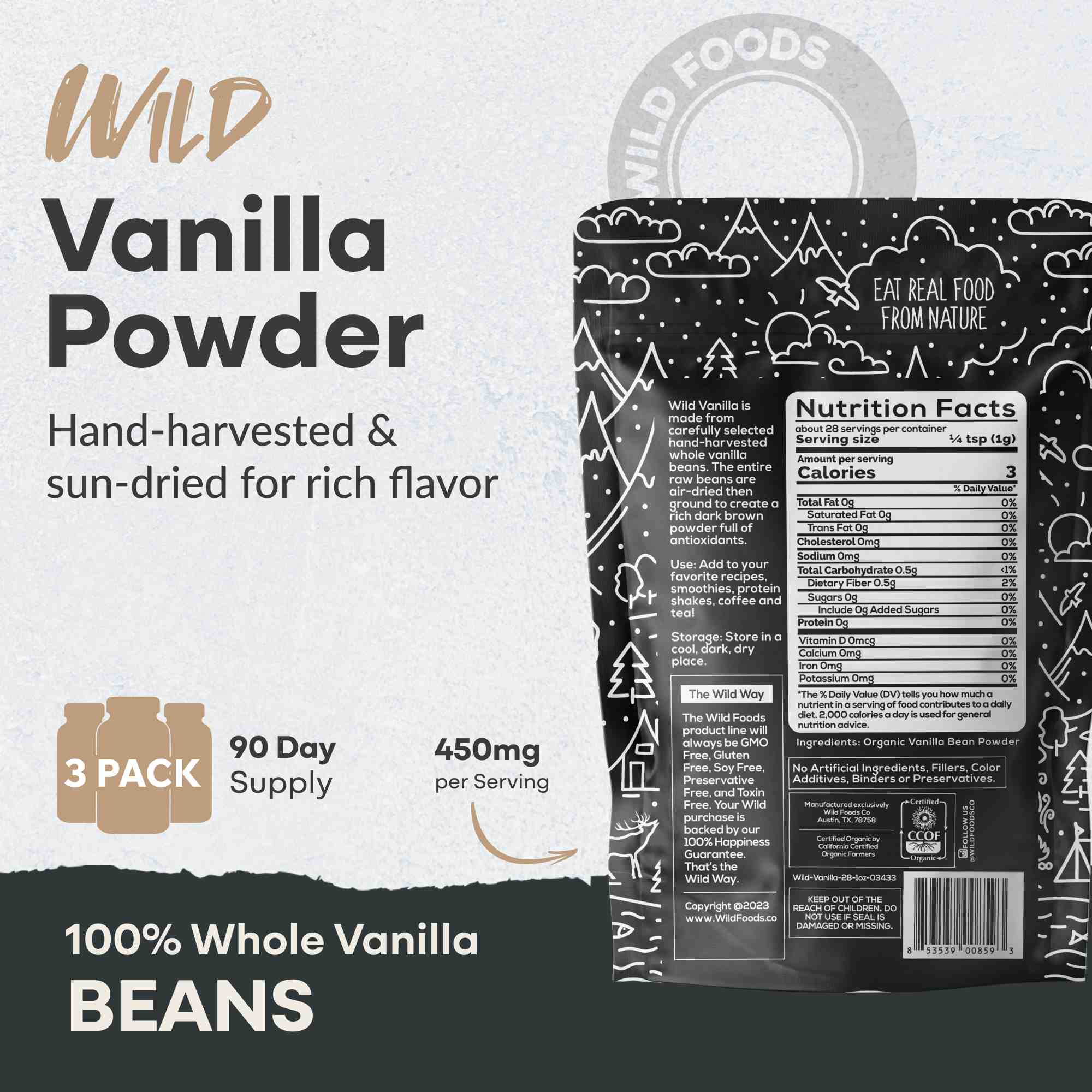 Vanilla Powder - Organic Ground Whole Vanilla Beans