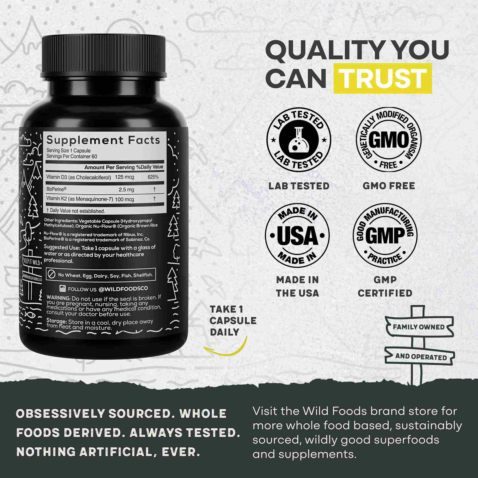 Vitamin K2 (MK-7) & Vitamin D3 (5000 IU) & Black Pepper Extract