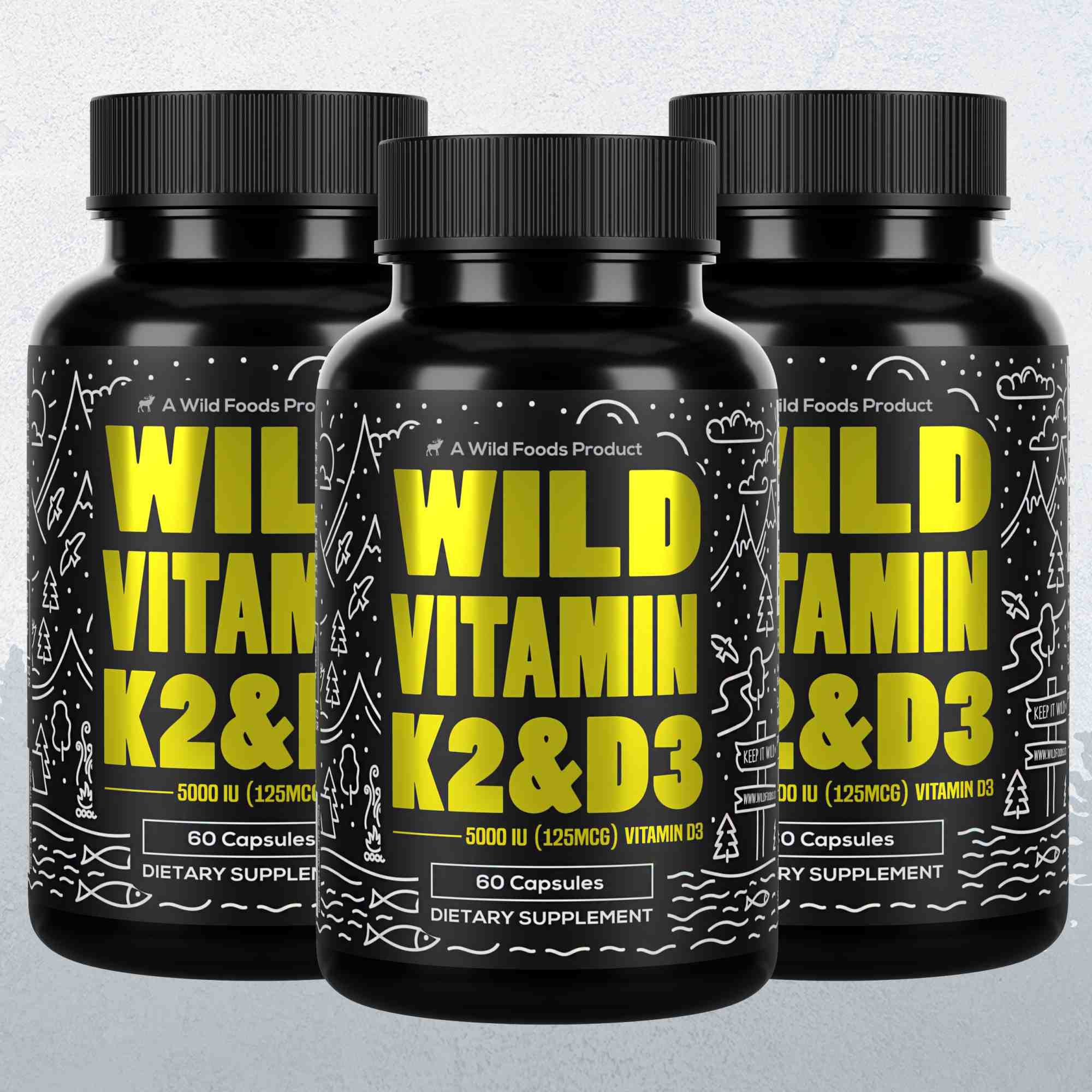 Vitamin K2 (MK-7) & Vitamin D3 (5000 IU) & Black Pepper Extract