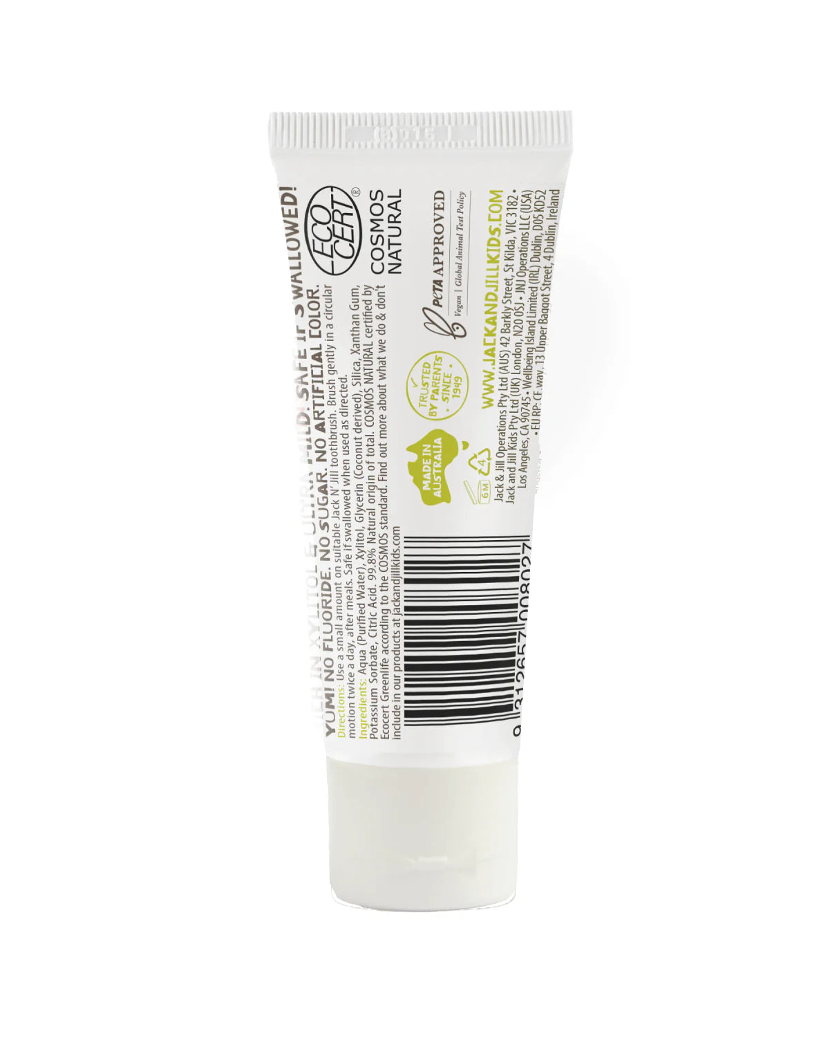 Flavor-Free Natural Certified Toothpaste for Kids & Babies - 6 Pack
