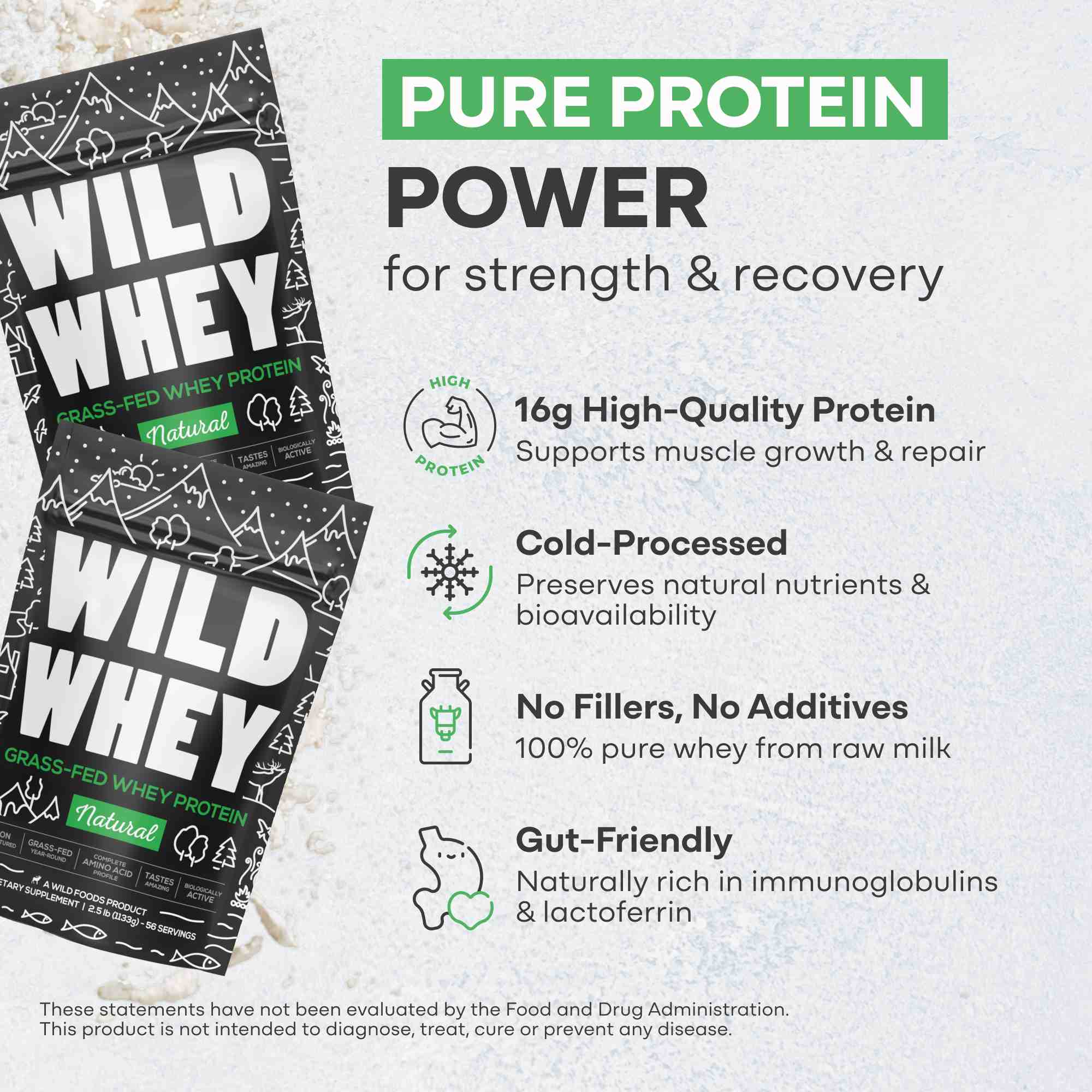 Cold Process Grass-Fed Whey Protein from Pasture-Raised Cows