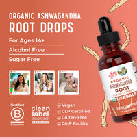 Organic Ashwagandha Root Liquid Drops, 60 Servings