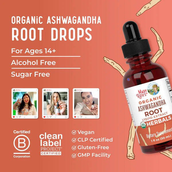 Organic Ashwagandha Root Liquid Drops, 60 Servings