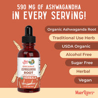 Organic Ashwagandha Root Liquid Drops, 60 Servings