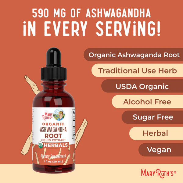 Organic Ashwagandha Root Liquid Drops, 60 Servings