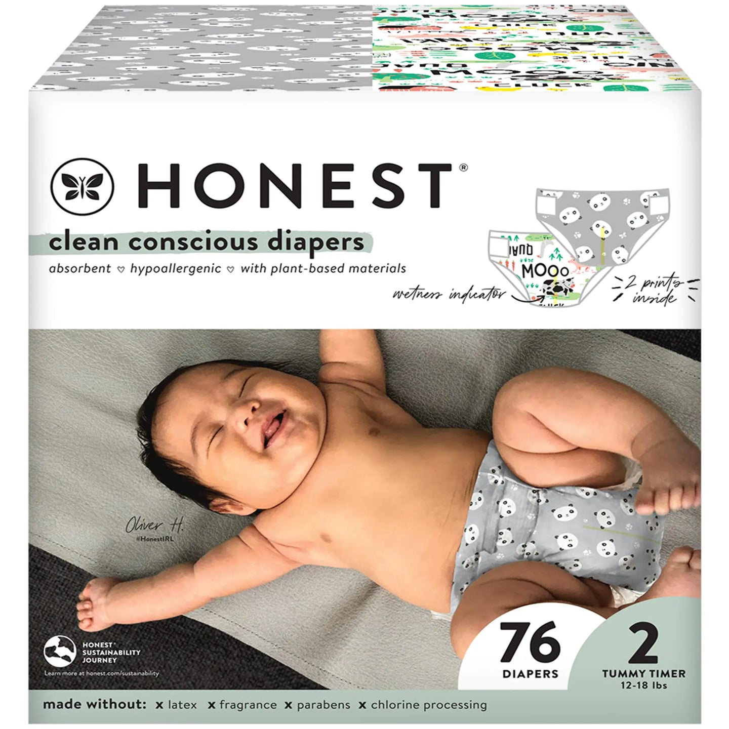Clean Conscious Diapers, Size 2 (12-18 lbs), 76ct