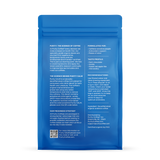 Examine Purity Coffee's blue bag detailing the science, taste profile, and freshness strategy of their Purity CALM organic decaf coffee.
