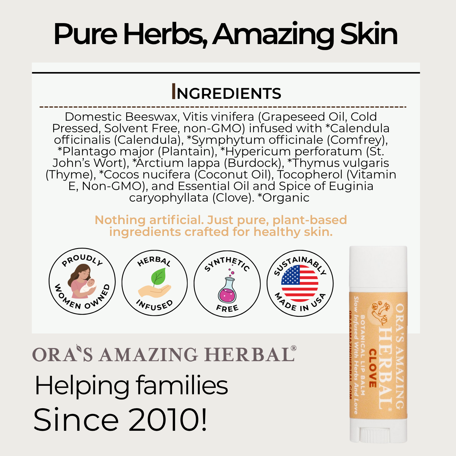 Natural Lip Balm, Herbal Infused, Clove