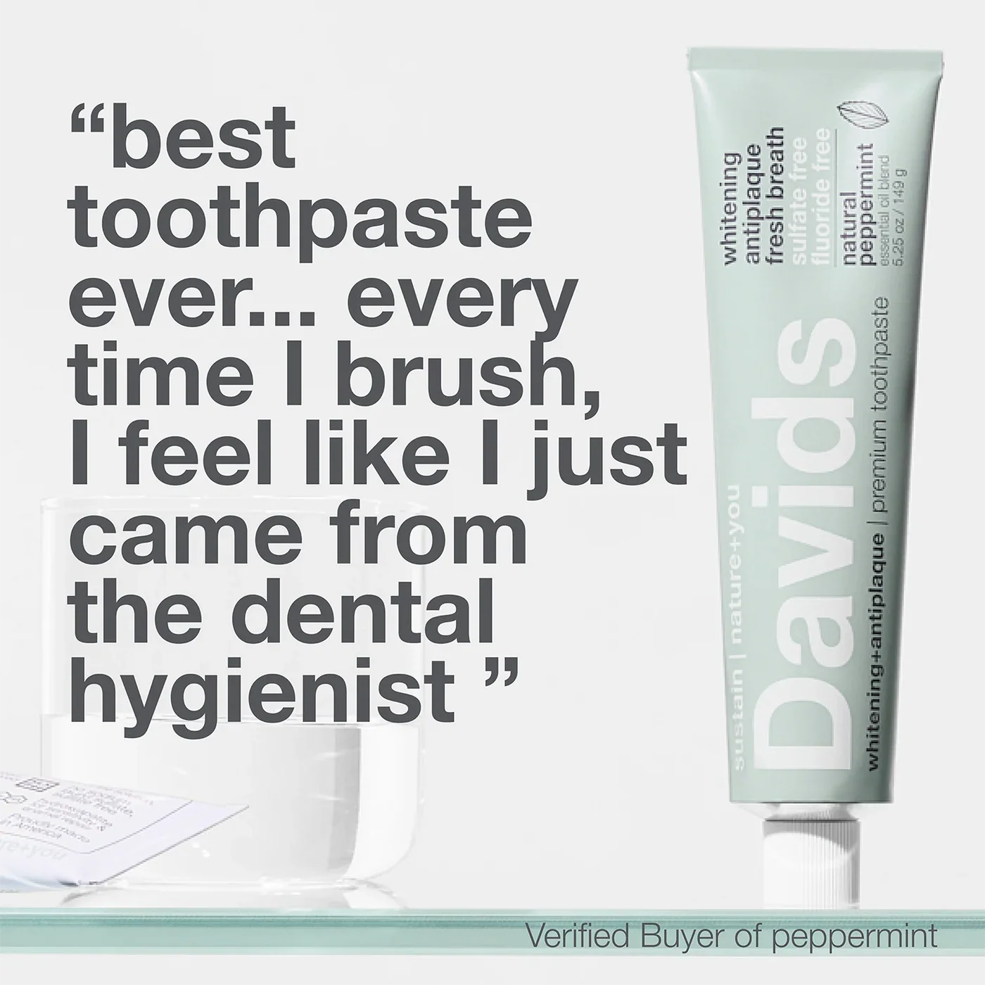 Whitening Antiplaque Fluoride-Free Peppermint Toothpaste - 3 Pack