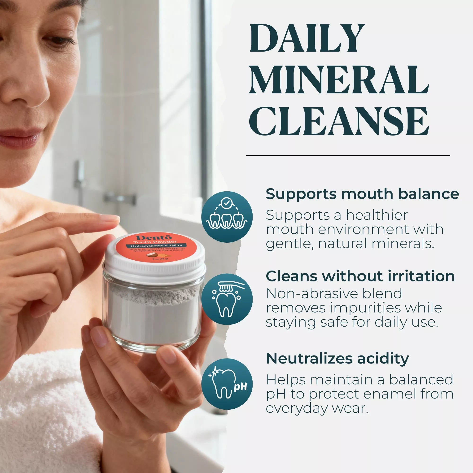 Dentō Remineralizing Tooth Powder - Gentle Whitening and Oral Microbiome Support