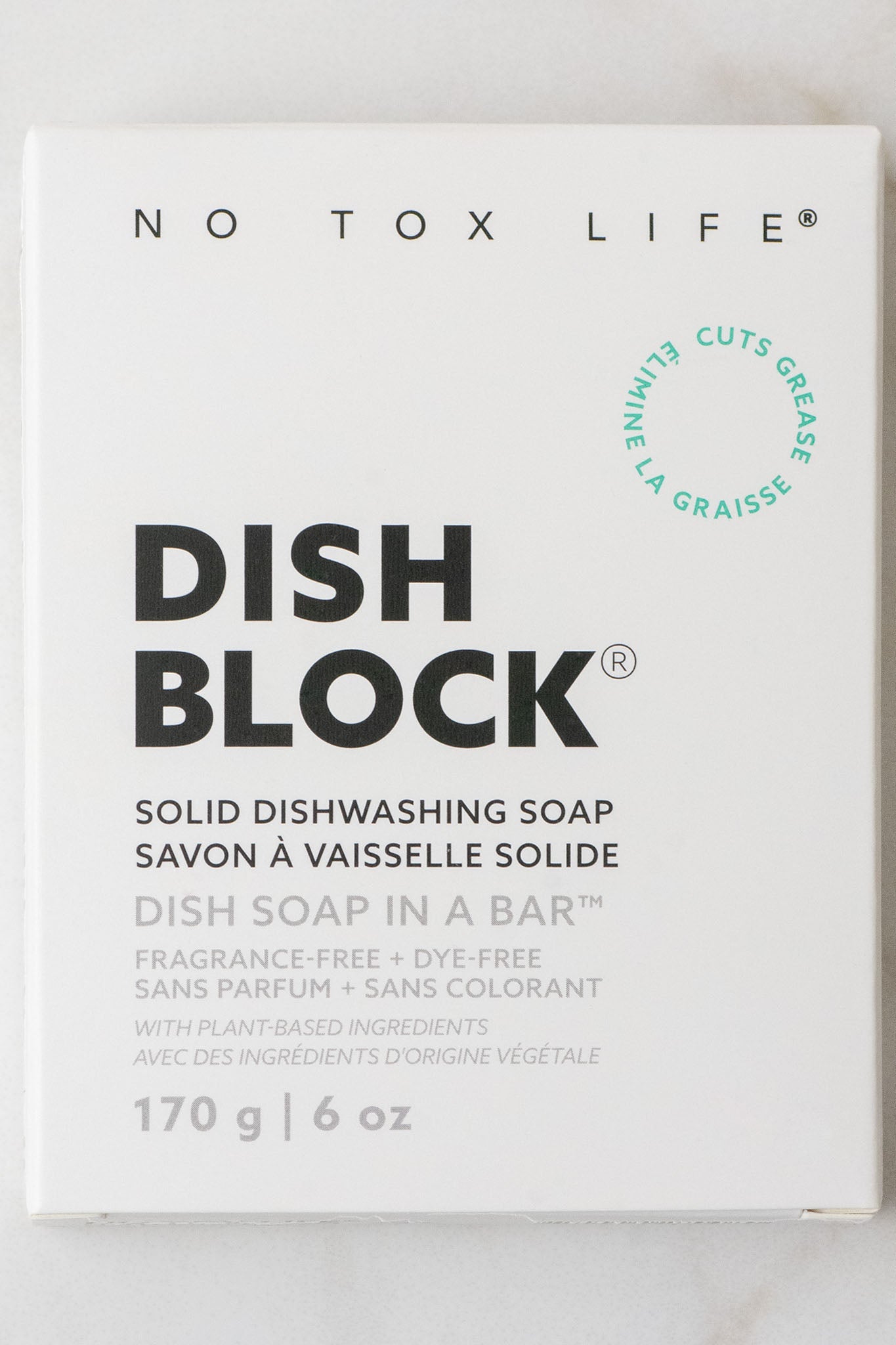DISH BLOCK® solid dish soap - 6 oz (170g) bar - Fragrance Free