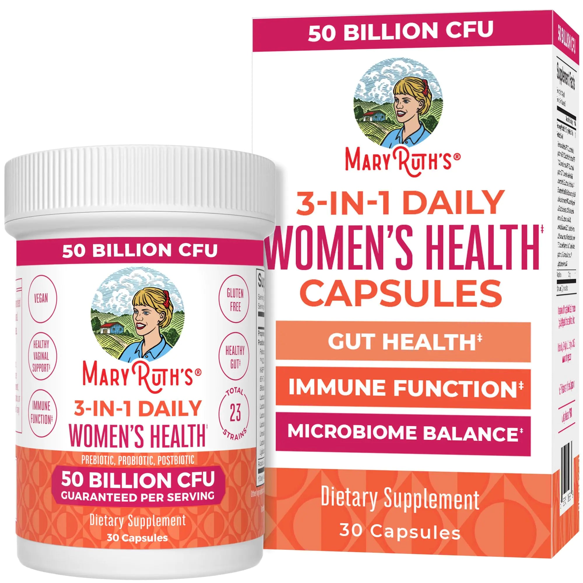3-in-1 Daily Women's Health Pre, Pro and Postbiotic Capsules, 30 Servings