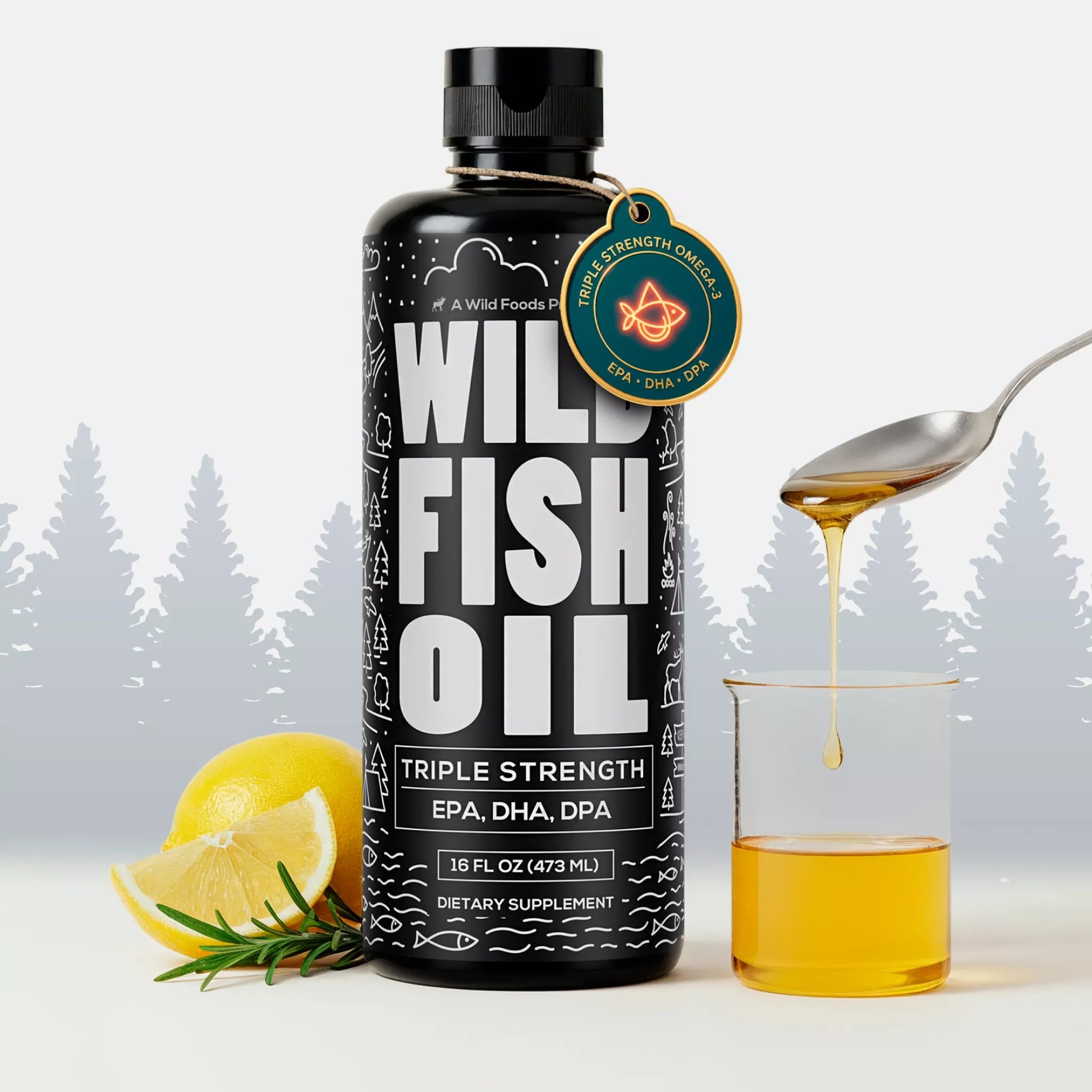 Fish Oil Liquid - Omega-3 DHA, EPA, DPA