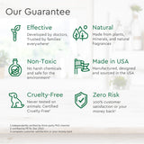 Company presents its guarantee of effective, natural, non-toxic, cruelty-free products made in the USA with zero risk.
