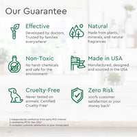 Company presents its guarantee of effective, natural, non-toxic, cruelty-free products made in the USA with zero risk.

