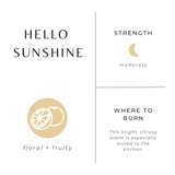 Hello Sunshine Soy Wax Candle - Grapefruit + Geranium + Lime