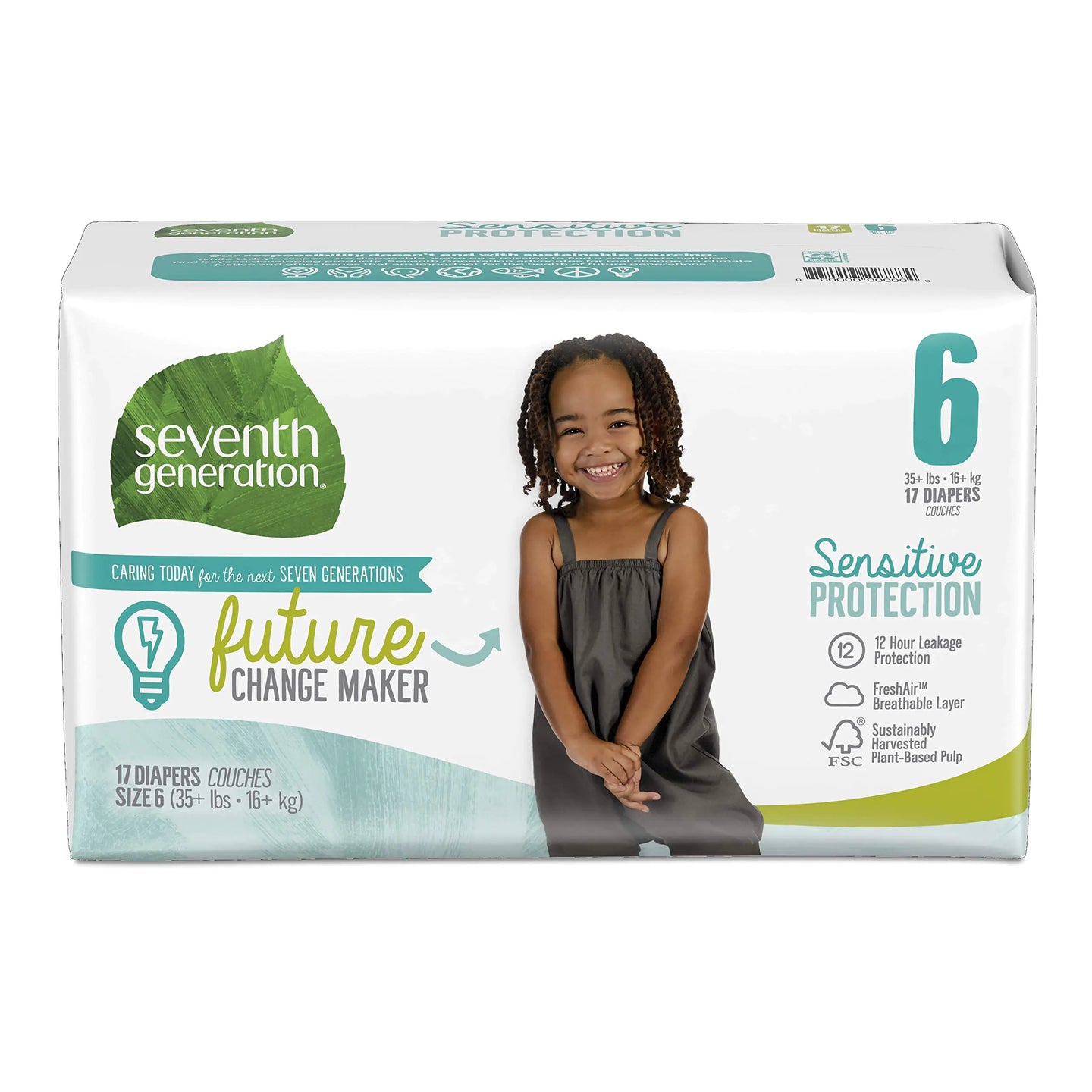 Sensitive Protection Fragrance-Free Diapers, Size 6, 17 count