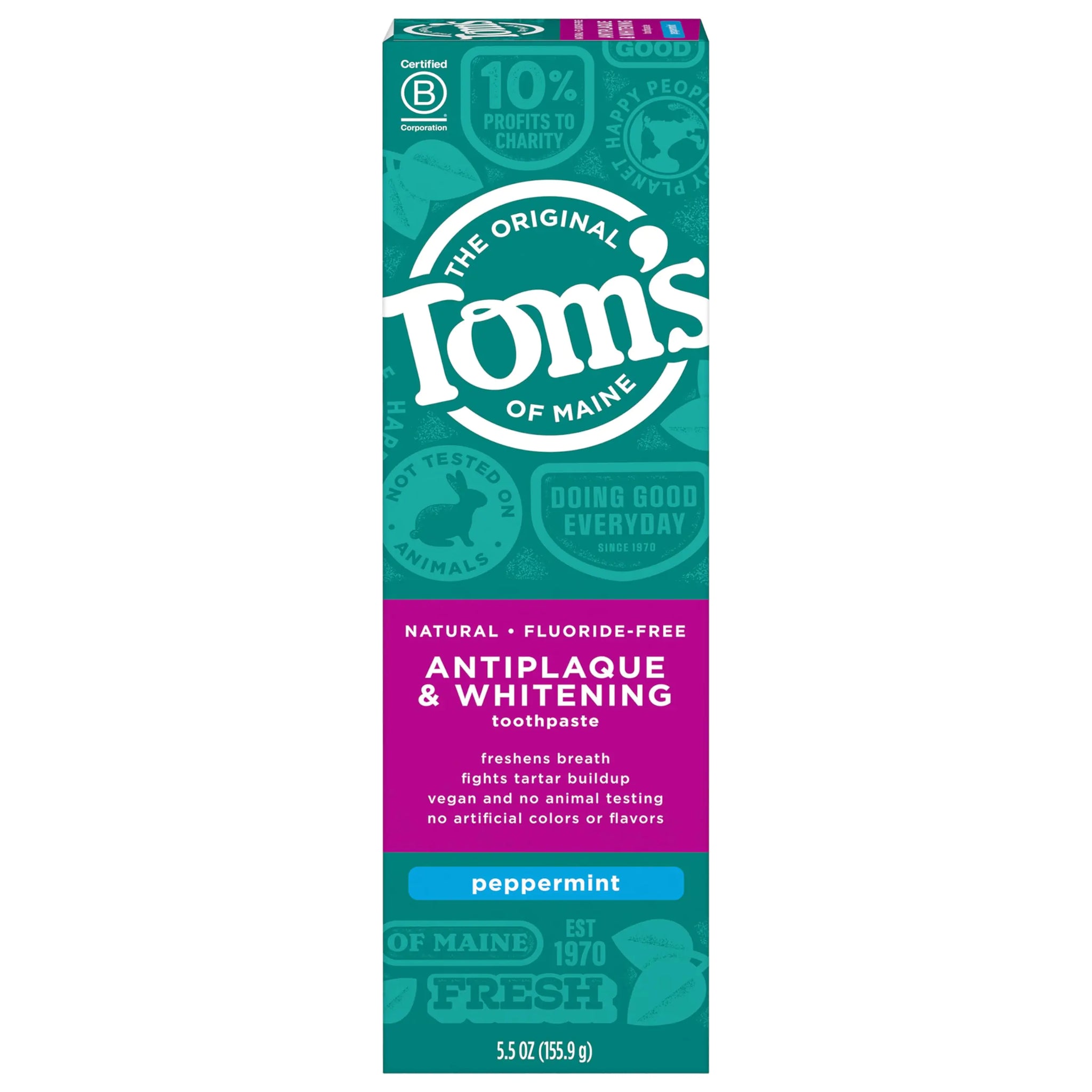 Fluoride-Free Antiplaque & Whitening Peppermint Natural Toothpaste