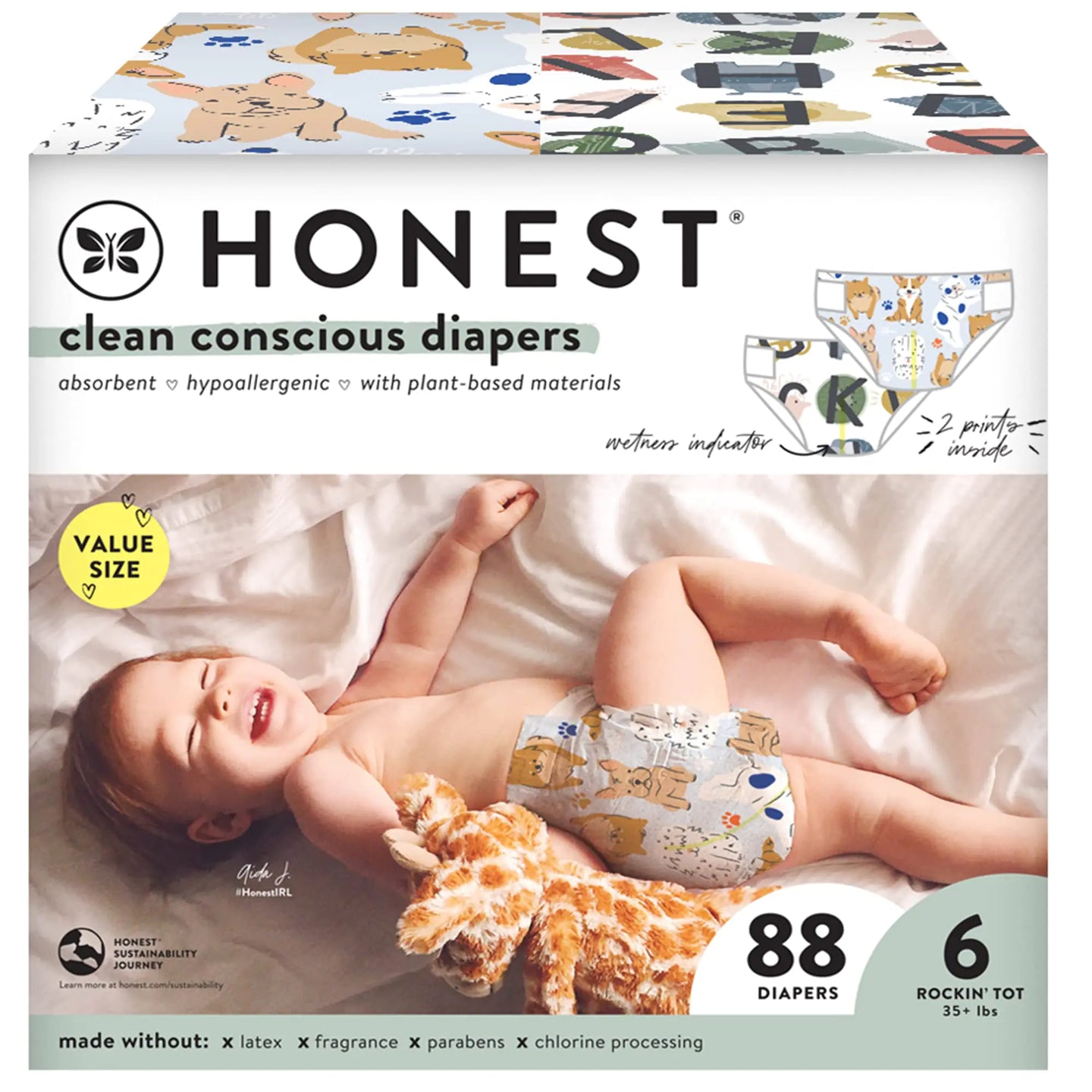 Clean Conscious Diapers, Size 6 (35+ lbs), 88ct