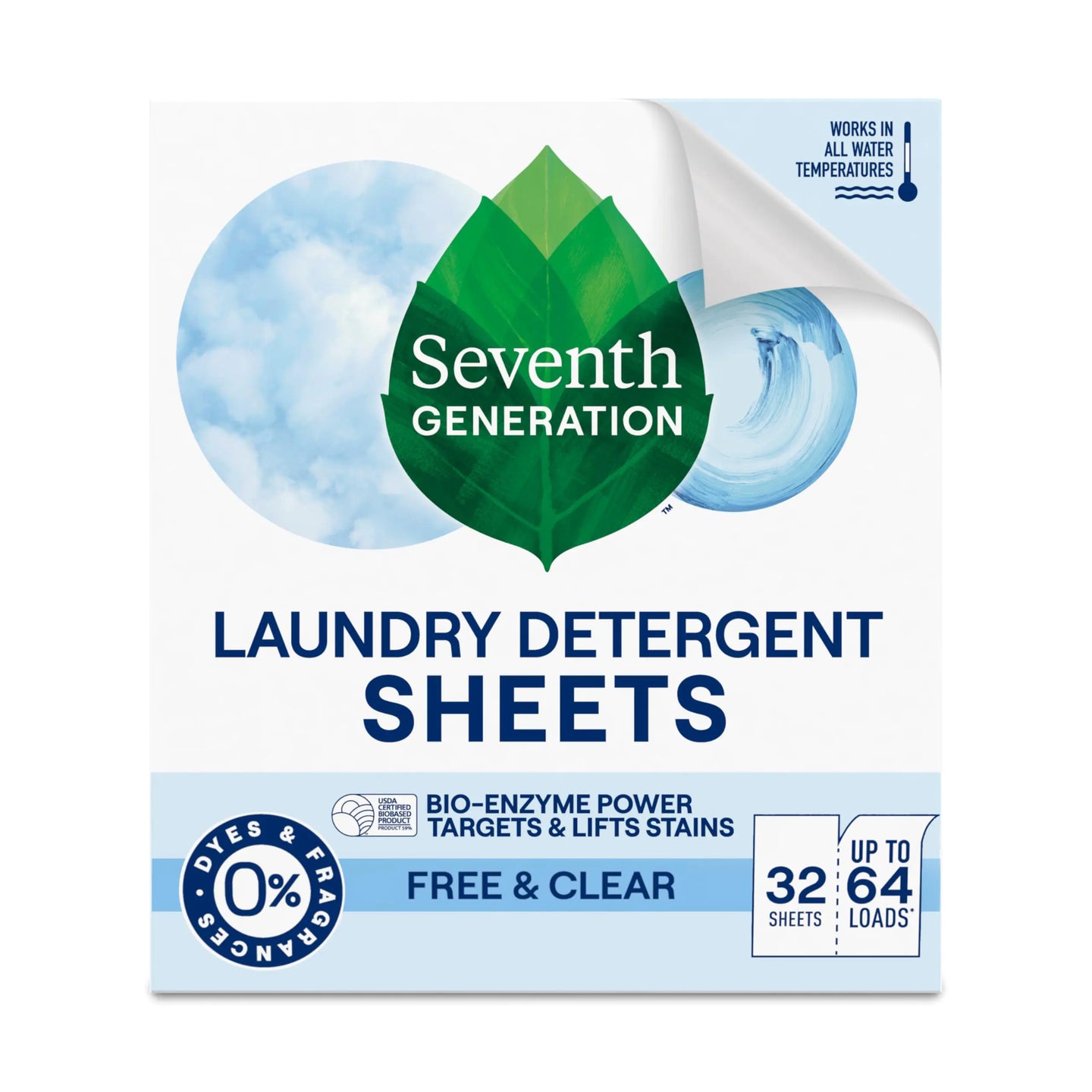 Free & Clear Laundry Detergent Sheets, 32 sheets, Up to 64 loads