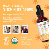 Infant & Toddler Vitamin D3 Organic Liquid Drops, up to 90 Servings