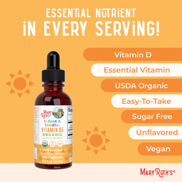 Infant & Toddler Vitamin D3 Organic Liquid Drops, up to 90 Servings