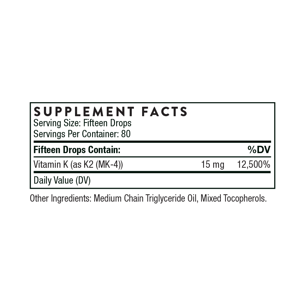 Vitamin K2 Liquid Drops, 80 Servings