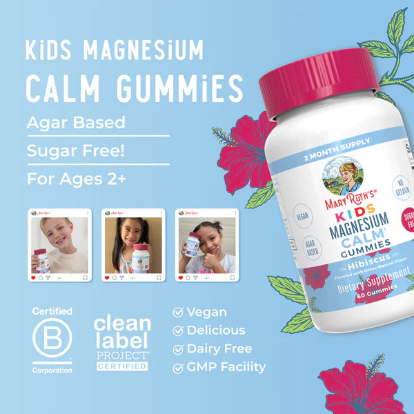 Kids Hibiscus Magnesium Calm Gummies, 60 Servings