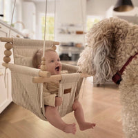 Indoor Swing – Greige/Vanilla Stripe