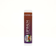 The image shows a tube of Lavender Orange lip balm made with raw honey and pure beeswax from Register Family Bee Farm.
