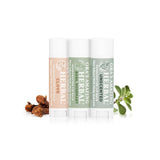 Natural Lip Balm 3 Pack, Clove, Basil Rosemary, Unscented