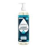 A bottle of Puracy laundry detergent, promising 64 loads of fresh linen scent with superplant enzymes, is displayed.
