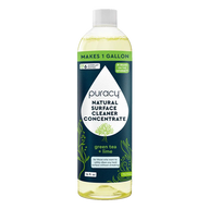 Puracy natural surface cleaner concentrate, infused with green tea and lime, promises streak-free cleaning and makes one gallon of solution.
