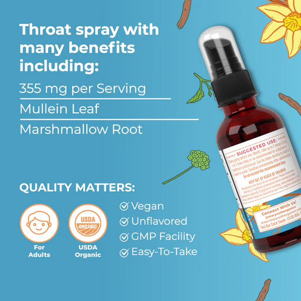Organic Vanilla Throat Spray, 100 Servings