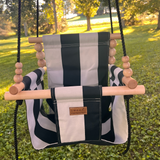 Outdoor High Back Swing – Wide Cream and Black Stripe