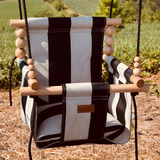 Outdoor High Back Swing – Wide Cream and Black Stripe