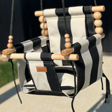 Outdoor High Back Swing – Wide Cream and Black Stripe