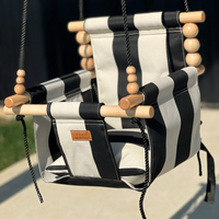Outdoor High Back Swing – Wide Cream and Black Stripe