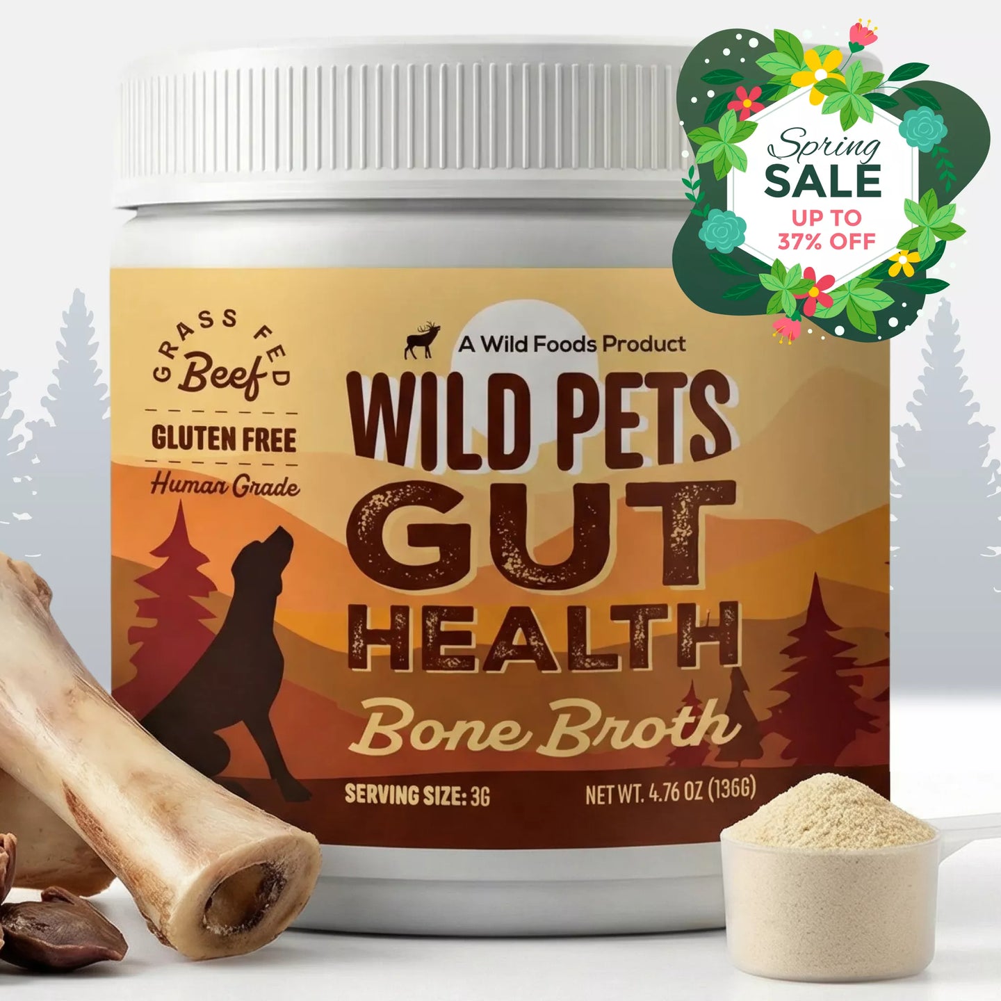 Wild Bone Broth for Pets, Gut & Immune Support