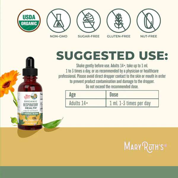 Organic Respiratory Health Herbal Blend Liquid Drops, 30 Servings