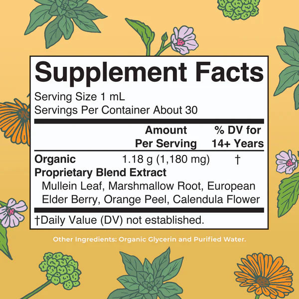 Organic Respiratory Health Herbal Blend Liquid Drops, 30 Servings