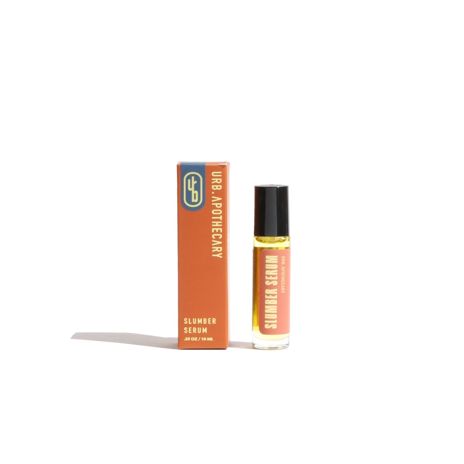 Urb Apothecary Slumber Serum bottle and packaging sit side-by-side, showcasing the aromatherapy sleep aid.
