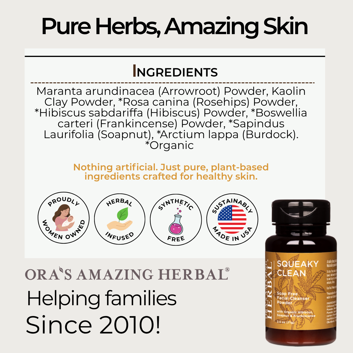 Squeaky Clean, Soap Free Facial Exfoliating Cleansing Powder