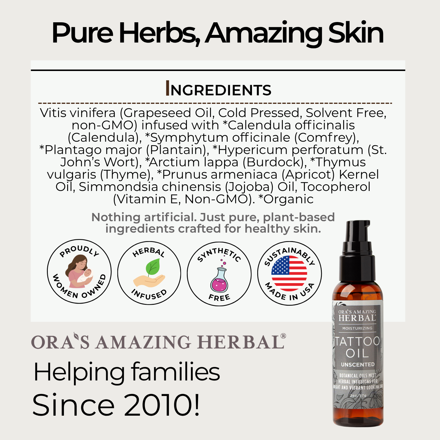 Tattoo Oil, Natural Tattoo Aftercare